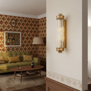 Bravira Ribbed Cylindrical Glass Wall Sconce - Modern Nordic Wall Light for Hallway and Living Space U03